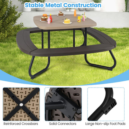 Costzon  8 Person Kids Outdoor Table and Chairs with Foldable & Adjustable Umbrella