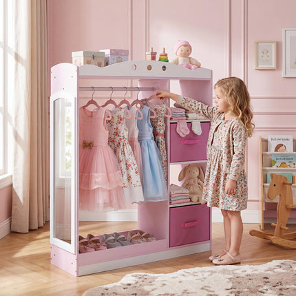 Costzon Kids Dress Up Storage with Full Length Mirror