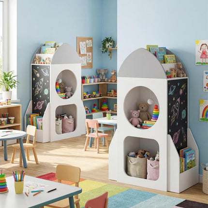 Costzon Rocket Kids Bookshelf Toddler Toy Storage Organizer