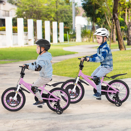 Costzon Kids Bike, 16 Inch Child Bike for 3-8 Years Old with Adjustable Height, Training Wheels, Storage Basket