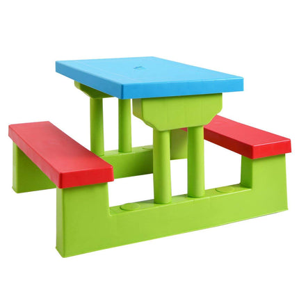 Costzon Kids Picnic Table, Indoor & Outdoor Plastic Table and Bench with Removable Umbrella