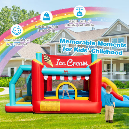 BOUNTECH Ice Cream Themed Inflatable Bounce House with Ball Pit