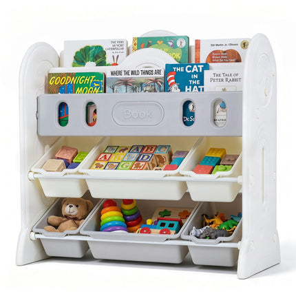 Costzon Kids Bookshelf & Toy Storage Organizer | Space-Themed HDPE Corner Book Case