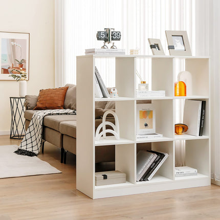 Costzon Toy Organizers and Storage, Wooden White 9-Cube Kids Bookcase for Books Toys Display Organization