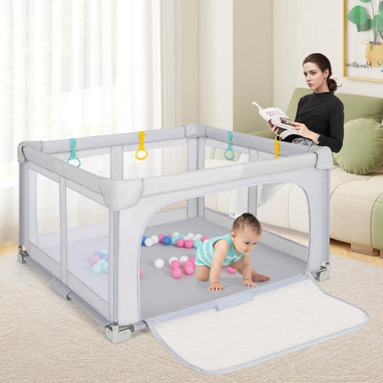 Costzon Foldable Playpen for Babies, 50''x50''/59''x59''