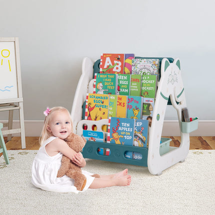 Costzon 3 in 1 Kids Art Easel, Double-Sided Magnetic Dry Erase Board, Adjustable Standing Easel