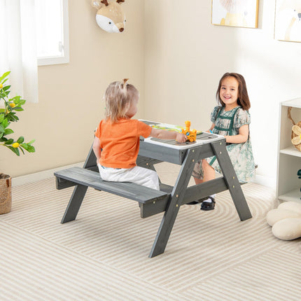 Costzon Kids Picnic Table, 4 in 1 Sand & Water Table w/Adjustable Umbrella