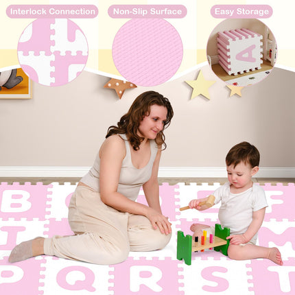 Costzon 26 Tiles Kids Foam Puzzle Floor Mat Non-Slip & Waterproof Interlocking Foam Tiles Baby Play Mat