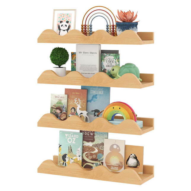 Costzon 4 Pcs Kids Floating Bookshelves
