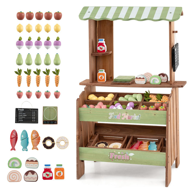 Costzon Wooden Grocery Store Pretend Play