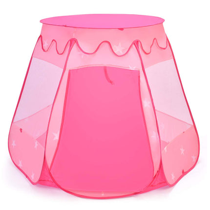 Costzon Princess Pop Up Tent w/ 100 Balls Included, Foldable Portable Children Play Tent with Carrying Bag