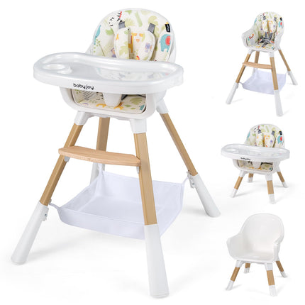 4-in-1 Convertible Highchair Adjustable Legs Double Removable Tray