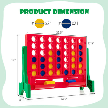 Costzon Giant 4 in a Row Connect Game, 2-in-1 Jumbo 4-to-Score Game Set with Carrying Bag, Fun Family Party Game