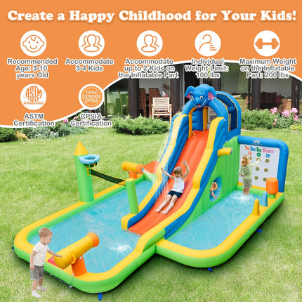 BOUNTECH Inflatable Water Slide Park, Kids Waterslide for Outdoor with Splash Pool
