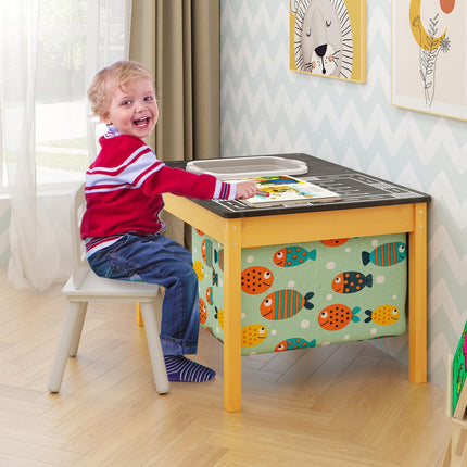 Costzon Sensory Table, 3-in-1 Wooden Sand and Water Table with Foldable Bin