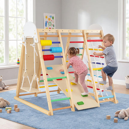 Costzon Indoor Playground, 8-in-1 Foldable Indoor Jungle Gym for Kids