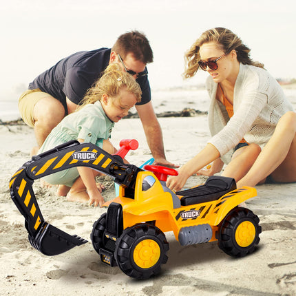 Costzon Ride On Excavator Kids Excavator Digger Bulldozer W/Safety Helmet
