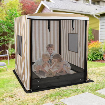 Costzon Kids Wooden Sandbox with Canopy