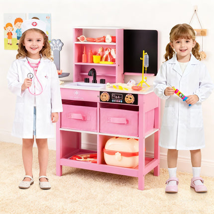 Costzon Kids Wooden Doctor Playset Medical Activity Center Toy Set