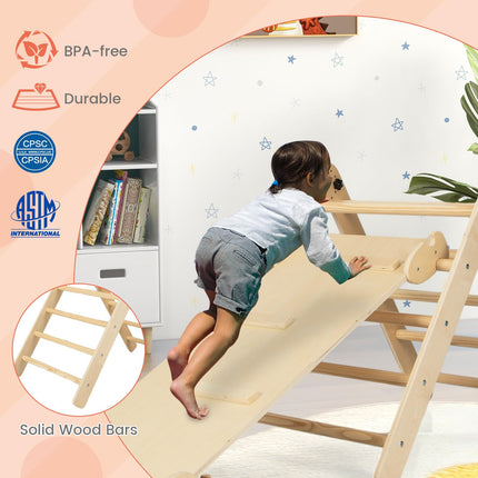 Costzon Climbing Toys for Toddlers, 4 in 1 Foldable Wooden Montessori Baby Climbing Gym