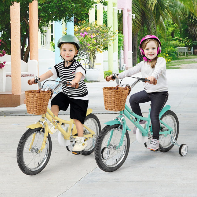 BABY JOY Kids Bike, 16 Inch Retro Child Bike for 3-8 Years Old, Boys Girls Kids Bicycle