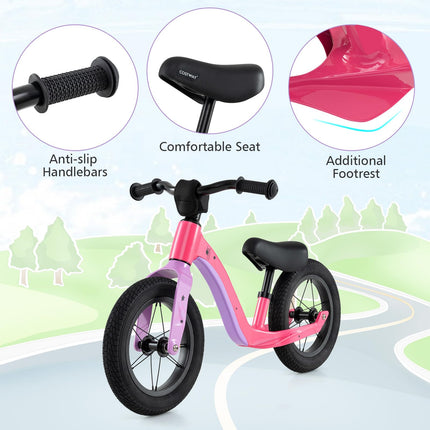 BABY JOY 12-Inch Balance Bike, Magnesium Alloy Frame Toddler Bike, No Pedal Training Bicycle for 3+ Years Old Baby
