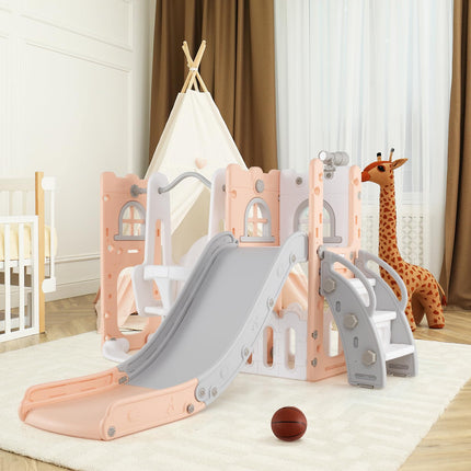 Costzon 7 in 1 Toddle Swing and Slide Set Freestanding Toddler Slide Playset