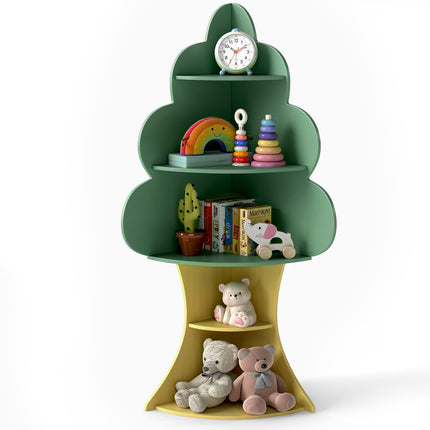 Costzon 5-Tier Toddler Montessori Corner Freestanding Book Shelf & Toy Storage Organizer