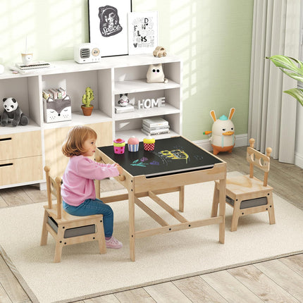 Costzon Kids Table and Chairs 4 in 1 Wooden Activity Desk Set (Alien Shape)
