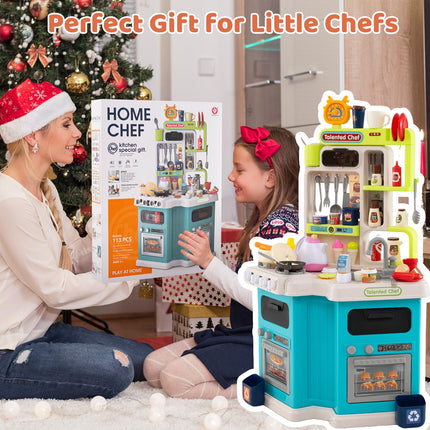 Costzon Kids Kitchen Playset | Toddler Play Kitchenette w/Smoke (Dual Side)