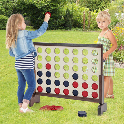 Costzon Giant 4-in-a-Row Game Set, Wooden Jumbo 4-to-Score Game with 42 PCS Chips & 600D Oxford Fabric Carrying Bag