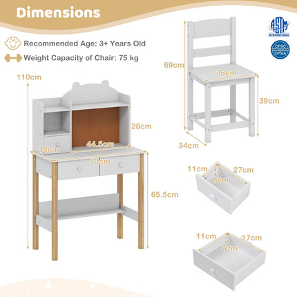 Costzon Kids Desk and Chair Set Wooden Study Writing Table