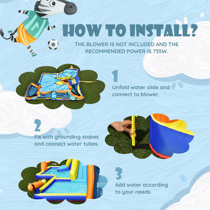 Costzon Inflatable Water Slide, 7-in-1 Long Slide Giant Water Park Wet Dry Combo