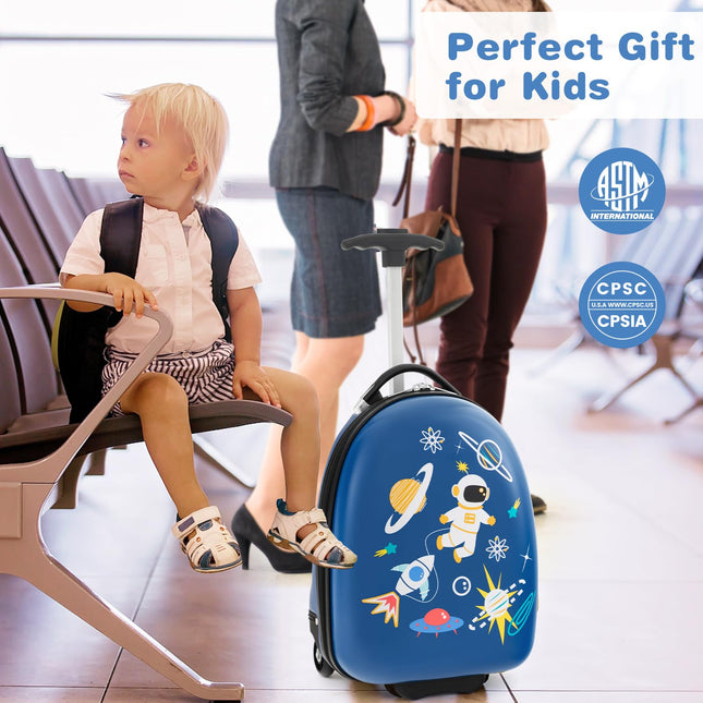 BABY JOY Kids Luggage, 16” Hard Shell Kids Carry On Luggage, Kids Suitcase for Girls Boys Toddlers