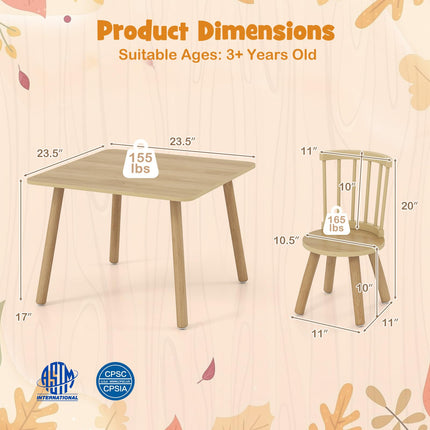 Costzon Kids Table and Chairs Wooden 3 PCS Children Desk Set