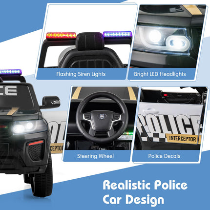 Costzon Police Car Ride on, 12V Battery Powered Toy Cop Cars w/Remote Control