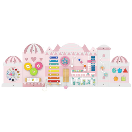 Costzon Activity Wall Busy Board 11-in-1 Montessori Wooden Sensory Wall Panels for Boy & Girl 3+