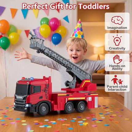 Costzon Licensed Scania Large Fire Truck Toy with 360° Extendable Ladder(Fire Truck)