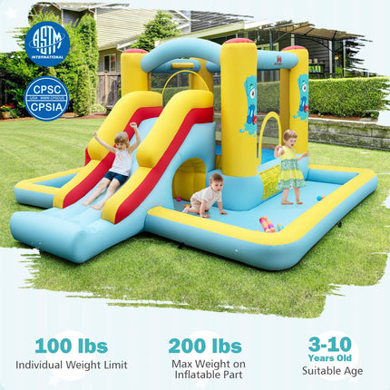 BOUNTECH Inflatable Bounce House with Ball Pit, Long Slide & Tunnel Bouncy House for Kids