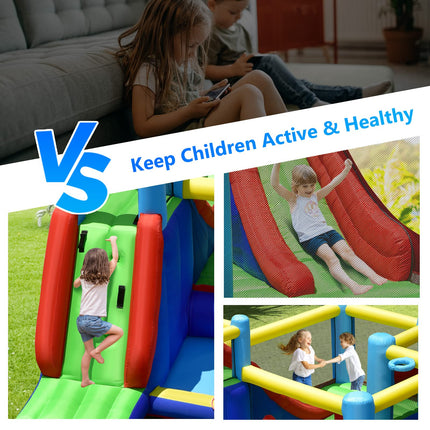 8 in 1 Kids Giant Bounce House with 735W Blower