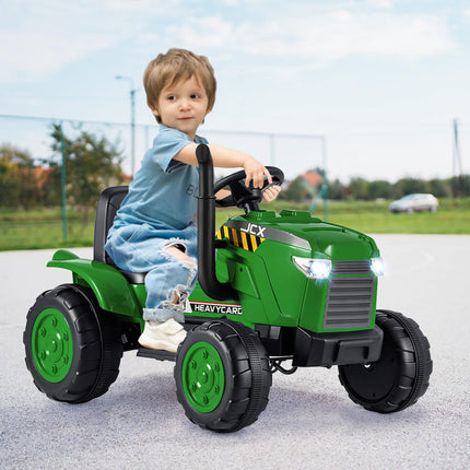 Costzon 2-in-1 Ride On Tractor, 12V Kids Ride on Car w/Detachable Trailer, Remote Control, Tractor Toys for Kids 3-8