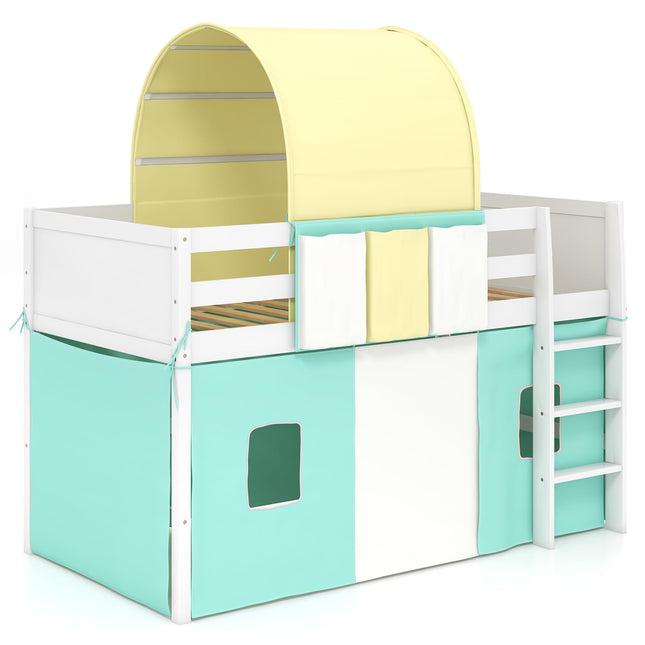 Costzon Twin Size Loft Bed, Playhouse Bed Frame with Tower
