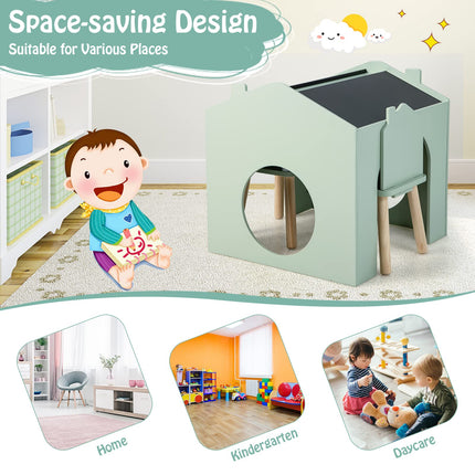 Costzon Kids Table and Chair Set 3 Pieces Wooden Table Set for Toddler