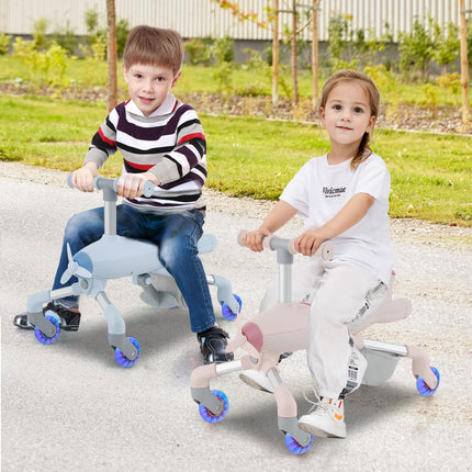 Costzon Push Car for Toddlers, 2 in 1 Stroller Sliding Walking Car with LED Flashing Wheels, Removable & Adjustable Push Handle