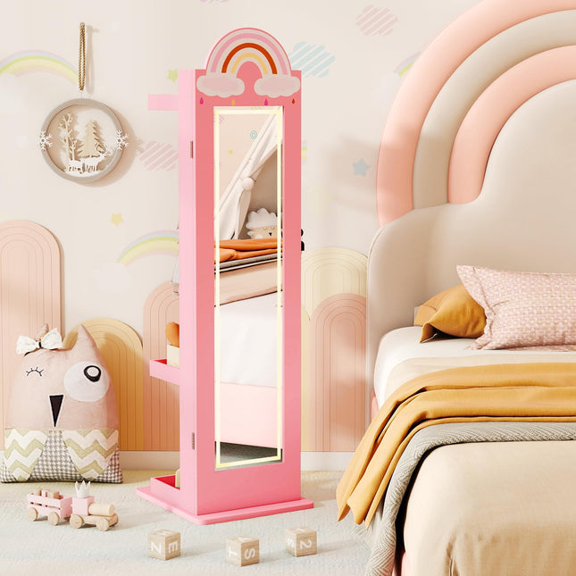 Costzon Kids Lockable Standing Jewelry Organizer