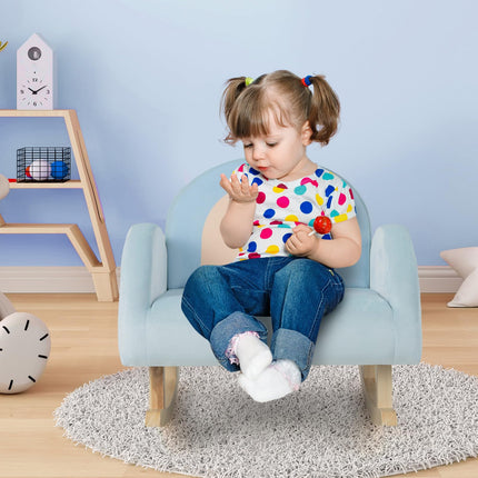 Costzon Kids Sofa, Rocking Chair with Solid Wood Frames, Plush Fabric, Anti-Tipping Design for Kids Room