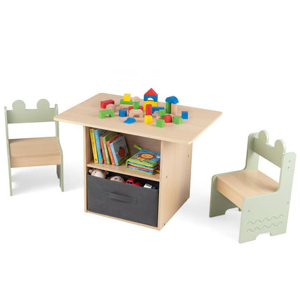 Costzon Kids Wooden Activity Desk Set Indoor Children Furniture