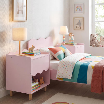 Costzon Nightstand Scalloped Children Wooden End Table