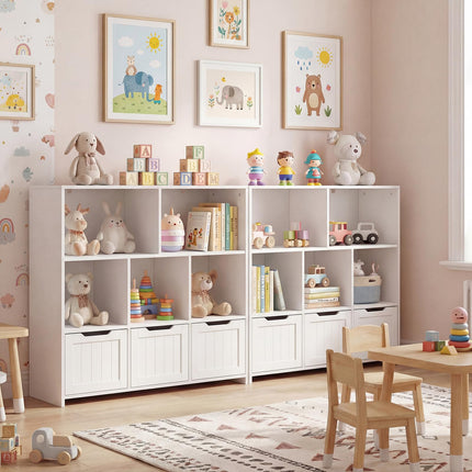 Costzon Kids Bookshelf w/5 Open Cubbies & Hidden Wheels