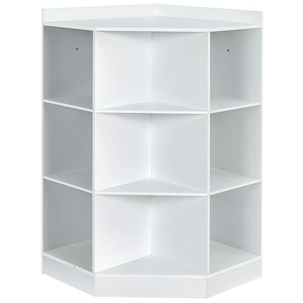 Costzon 9-Cubby Kids Bookcase, Children's Corner Cabinet with 6 Cubes and 3 Shelves, Wooden Toy Organizers and Storage Book Shelves